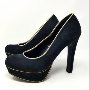Glo Jeans Black‎ Suede Platform Pumps Size 8.5